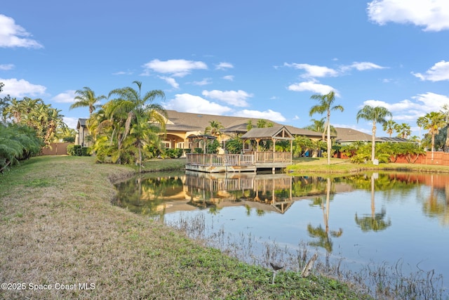 water view featuring a gazebo