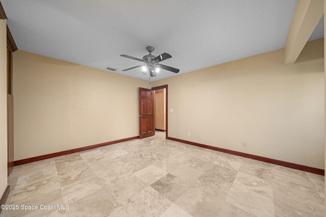 unfurnished bedroom featuring ceiling fan