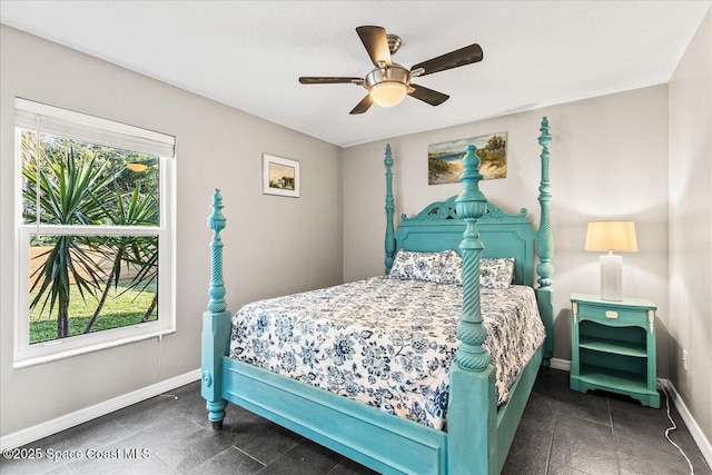 bedroom featuring ceiling fan