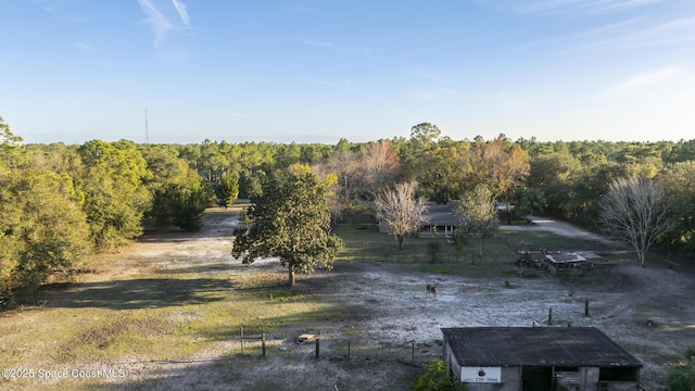 view of yard with a rural view