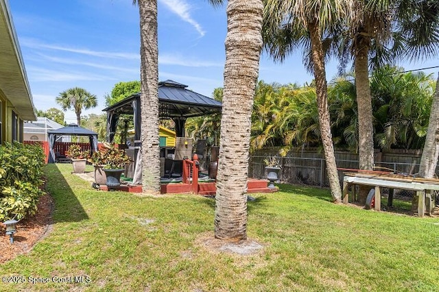 view of yard with a gazebo