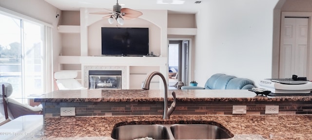 kitchen with sink and ceiling fan