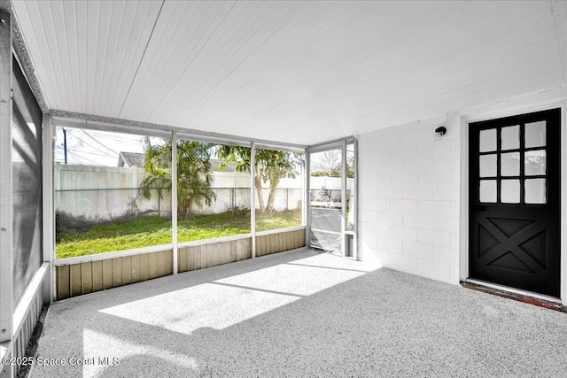 view of unfurnished sunroom