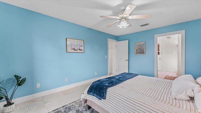 bedroom featuring ceiling fan