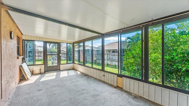 view of unfurnished sunroom