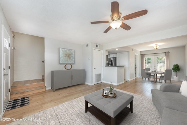 living room featuring light hardwood / wood-style floors