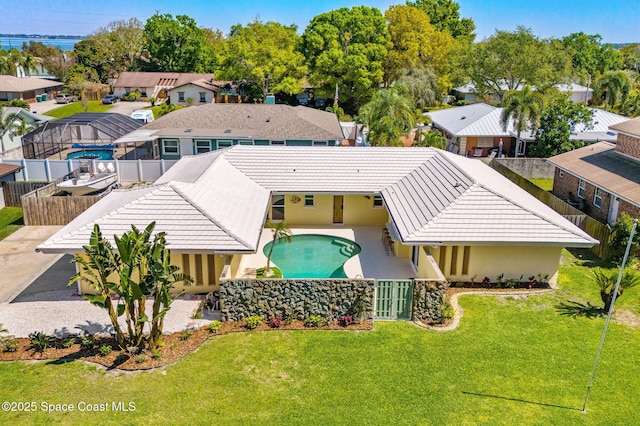 aerial view featuring a residential view