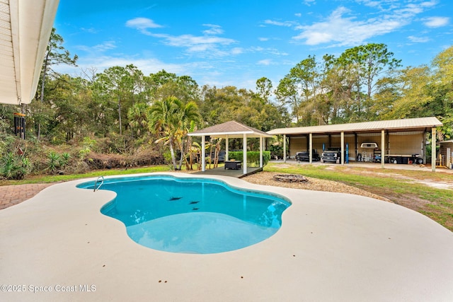 view of swimming pool featuring a gazebo