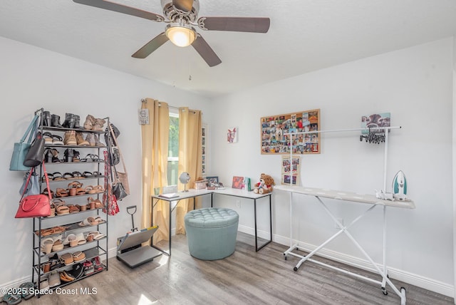 office space with hardwood / wood-style floors