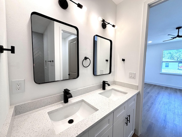 bathroom featuring vanity and wood-type flooring