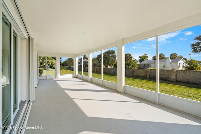 view of unfurnished sunroom