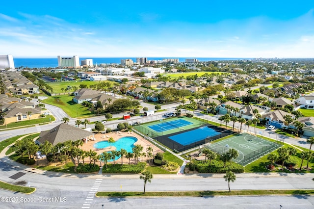 bird's eye view featuring a water view