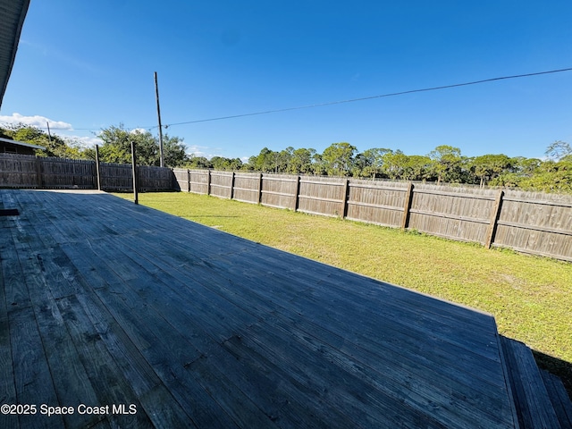 wooden deck featuring a yard