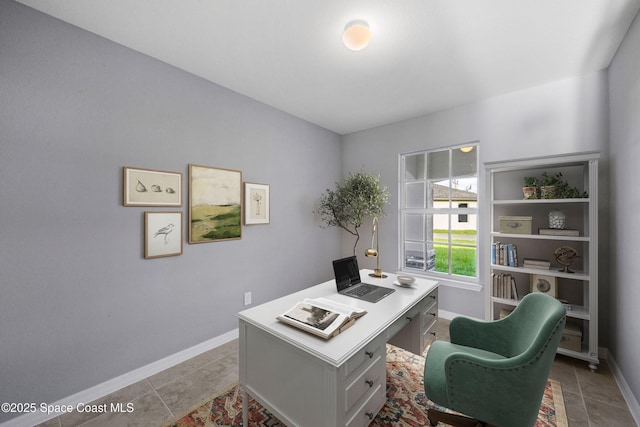 home office featuring light tile patterned floors