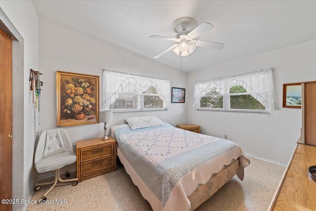 bedroom featuring ceiling fan