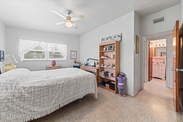 bedroom featuring ceiling fan