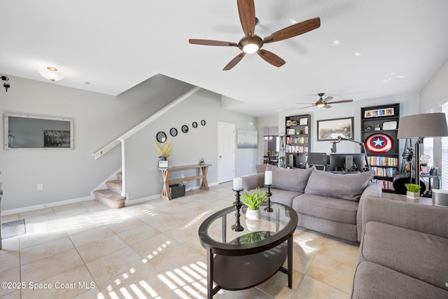 view of tiled living room