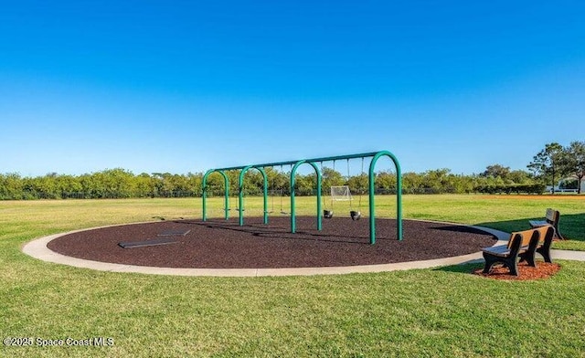 view of play area with a lawn