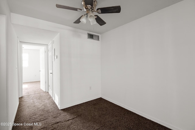 3765 S Hopkins Ave Unit 4A, Titusville, FL 32780 - carpeted spare room featuring a ceiling fan, visible vents, and baseboards