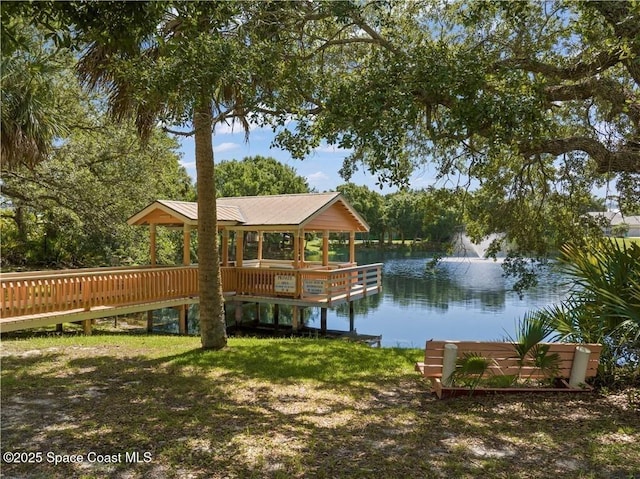 dock area featuring a water view