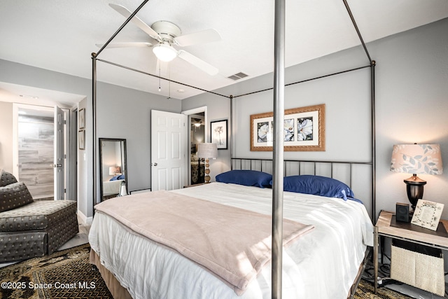 bedroom featuring ceiling fan