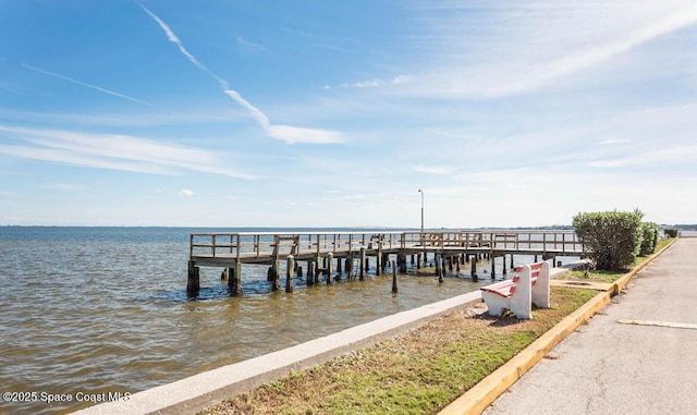 view of dock featuring a water view