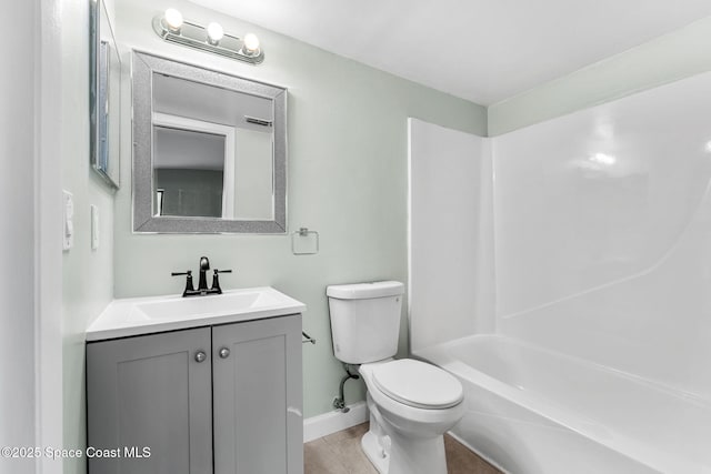 full bathroom featuring vanity, toilet, shower / bath combination, and tile patterned flooring