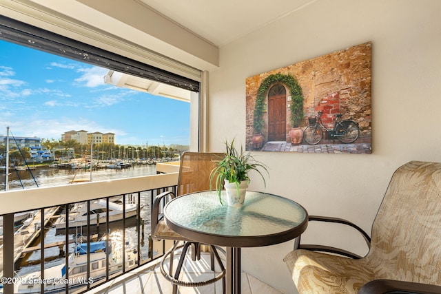 balcony with a water view