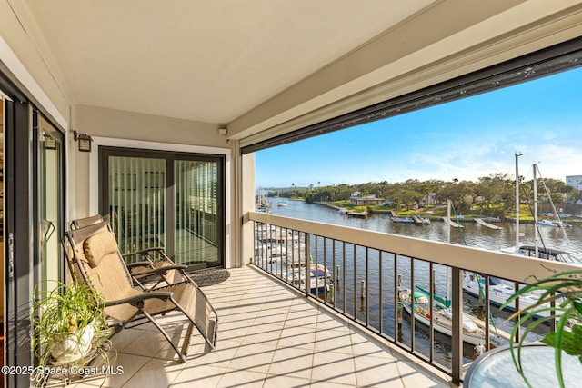 balcony with a water view