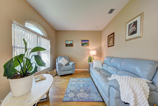 living room with light wood-type flooring