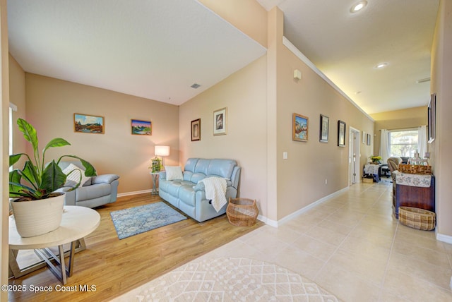 living room featuring light hardwood / wood-style flooring