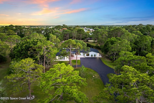 view of aerial view at dusk