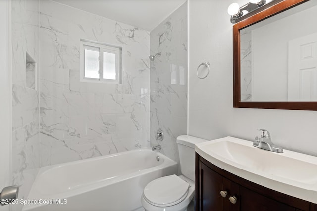 full bathroom with vanity, toilet, and shower / bathtub combination