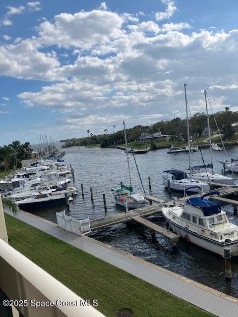 view of dock featuring a water view