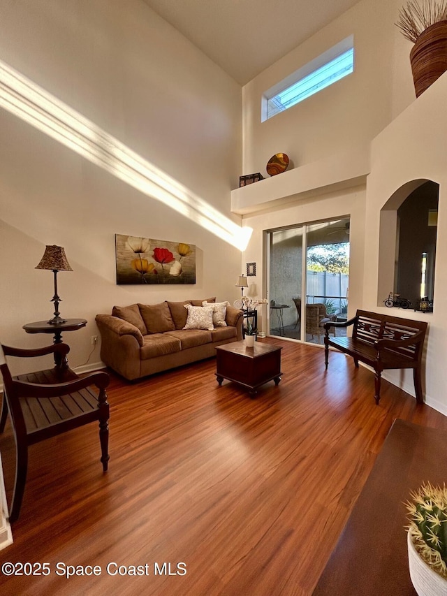 living room with wood-type flooring