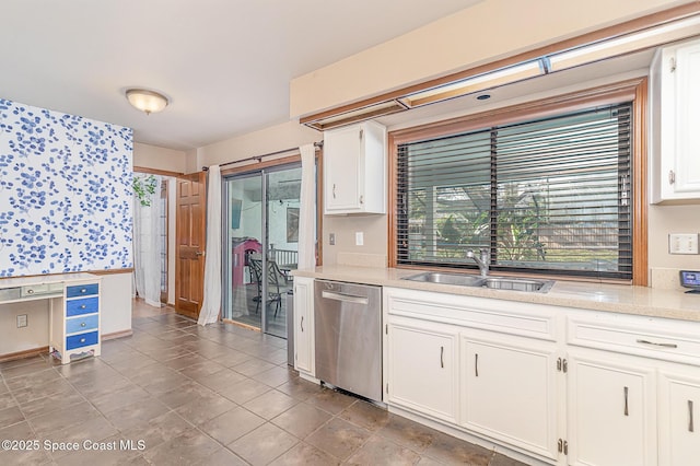 kitchen featuring white cabinetry, sink, and stainless steel dishwasher