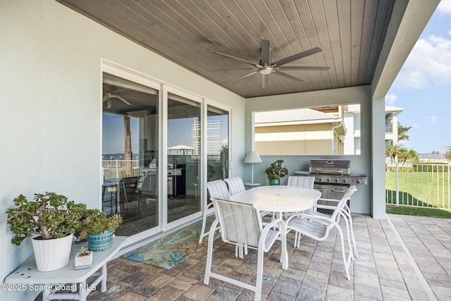 view of patio / terrace featuring grilling area and ceiling fan