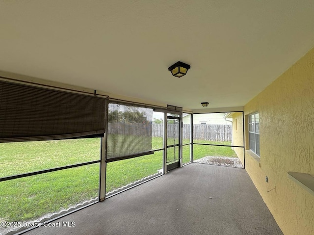 view of unfurnished sunroom