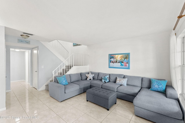 view of tiled living room