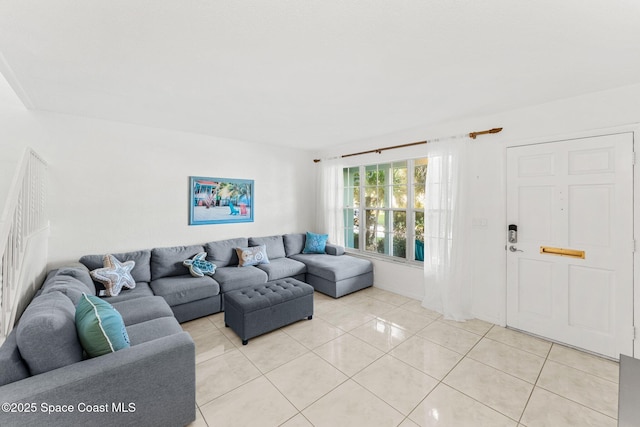 view of tiled living room