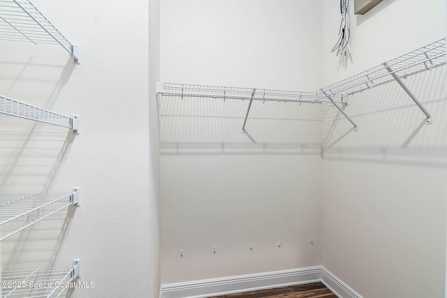 spacious closet with wood finished floors