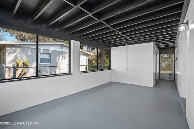 view of unfurnished sunroom