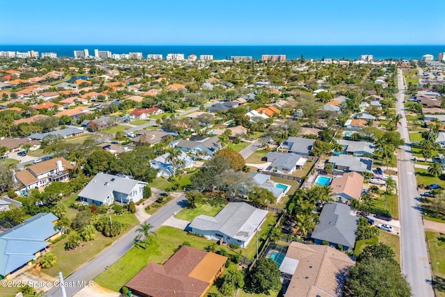 bird's eye view featuring a water view