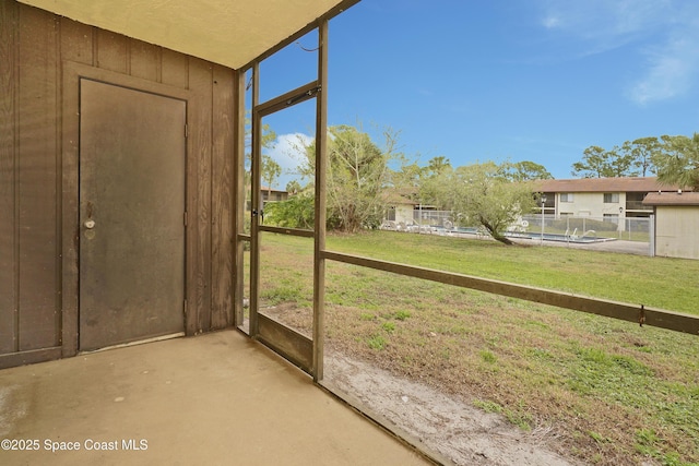 view of unfurnished sunroom