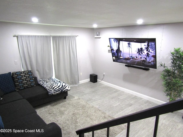 living room with hardwood / wood-style flooring