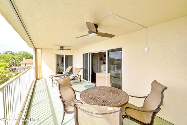 balcony with ceiling fan