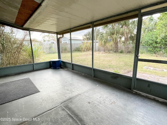 view of unfurnished sunroom