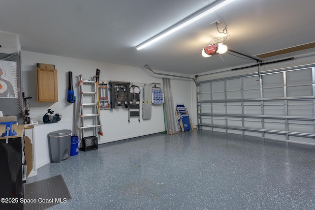 garage with a garage door opener