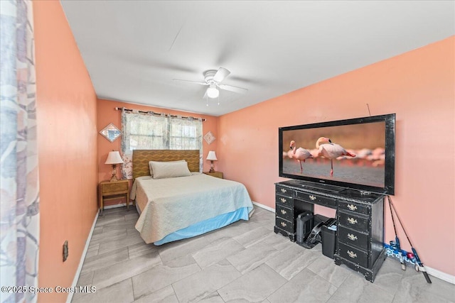 bedroom featuring ceiling fan