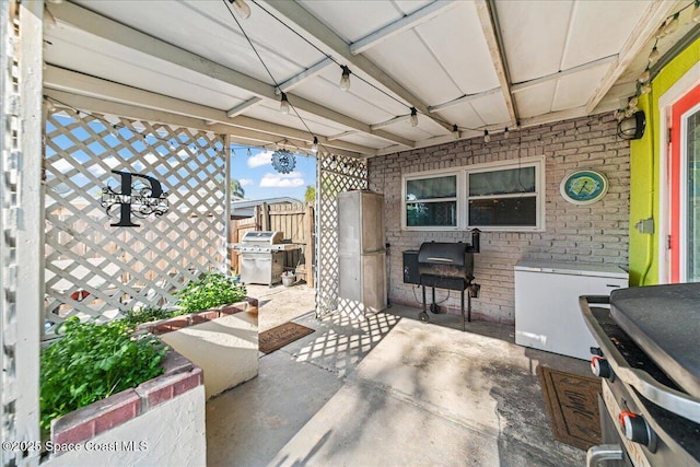 view of patio featuring area for grilling